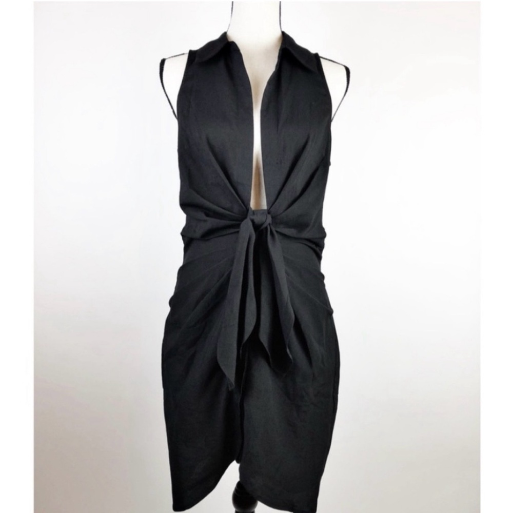 NWT Choosy St Crosby Plunging Shirt Dress Sz  Black Kim Kardashian Size 4
